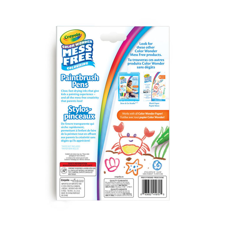 Crayola Color Wonder Mess-Free Paintbrush Pens, 8 Count