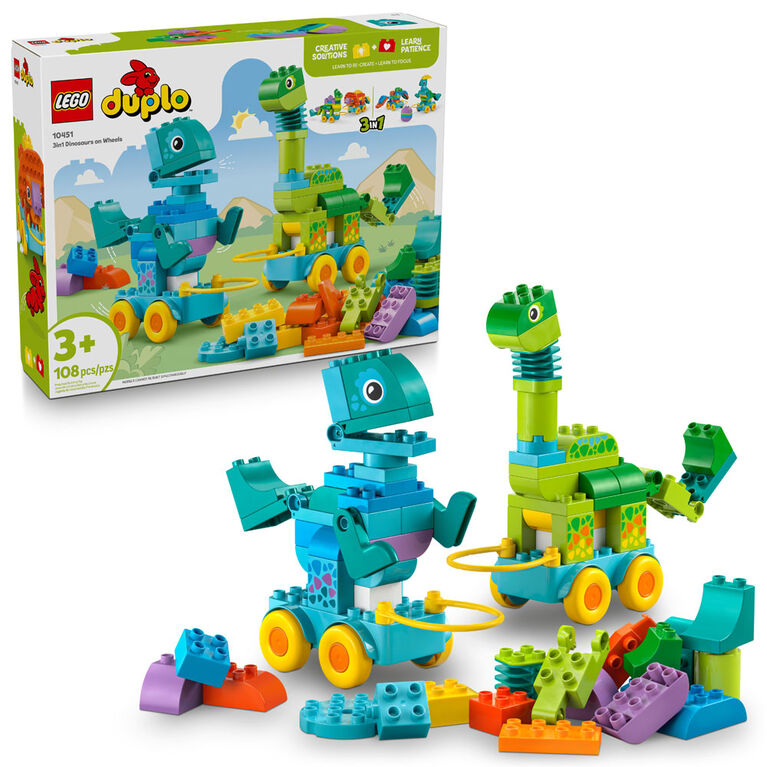 LEGO DUPLO Town 3 in 1 Dinosaurs on Wheels Learning Toy for Toddlers, Ages 3+ - 10451 LEGO DUPLO Town 3 in 1 Dinosaurs on Wheels Learning Toy for Toddlers, Ages 3+ - 10451