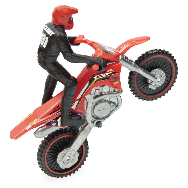 Supercross, Authentic Luke Clout 1:24 Scale Die-Cast Motorcycle with Rider Figure, for Kids and Collectors