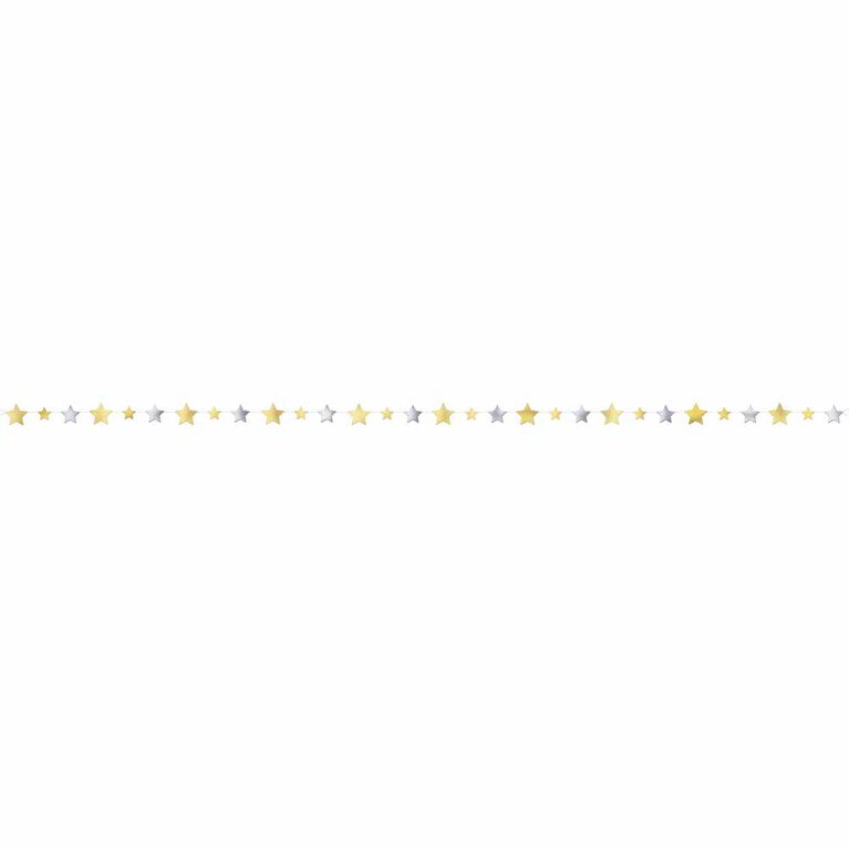 Silver and Gold Stars Garland, 9 ft - English Edition