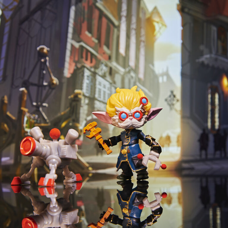 League of Legends, Coffret des Deux Cités avec figurine Jinx exclusive, Heimerdinger, Vi, Caitlyn et Ekko, Figurines à collectionner 10,2 cm, accessoires