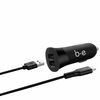 Blu Element  Chargeur de Voiture Dual USB 3.4A avec Type C Câble Noir