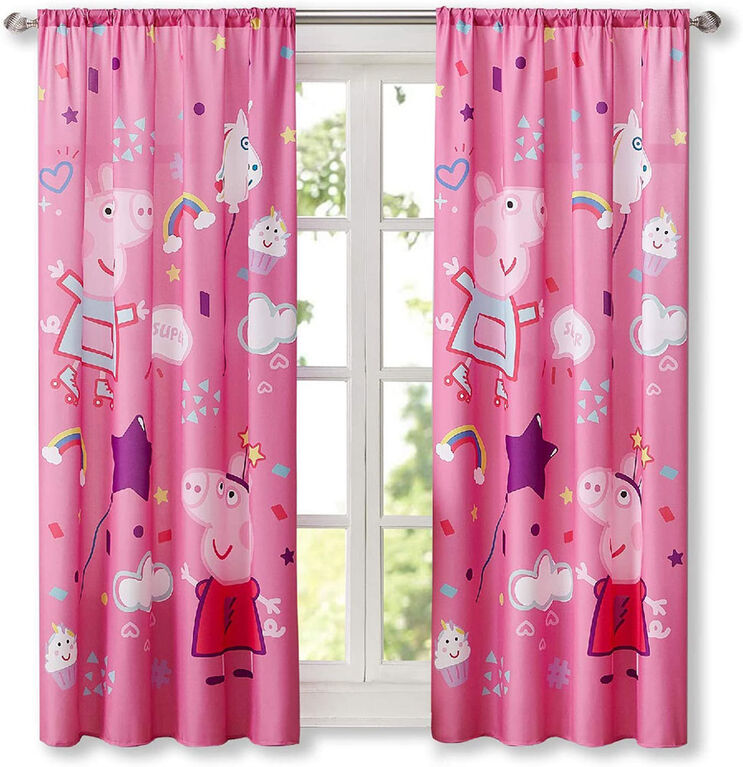 Peppa Pig Window Curtains for Kids, Set of 2 Panels