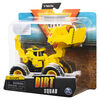 Monster Jam, Monster truck Scoopz Dirt Squad Scooper officiel avec pièces mobiles, véhicule en métal moulé à l'échelle 1:64