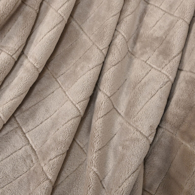 Couverture en jacquard de briques recycl&eacute;es, Taupe