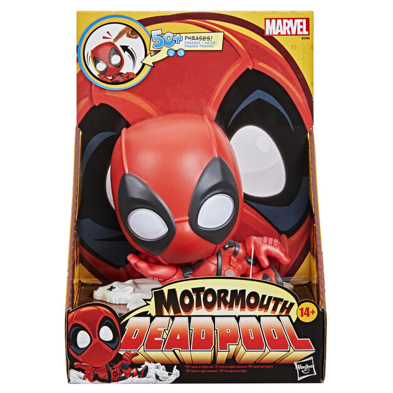 Marvel Motormouth Deadpool, jouet parlant électronique de 12,5 cm, sons, lumières et plus de 50 phrases, jouet de super-héros - Édition anglaise