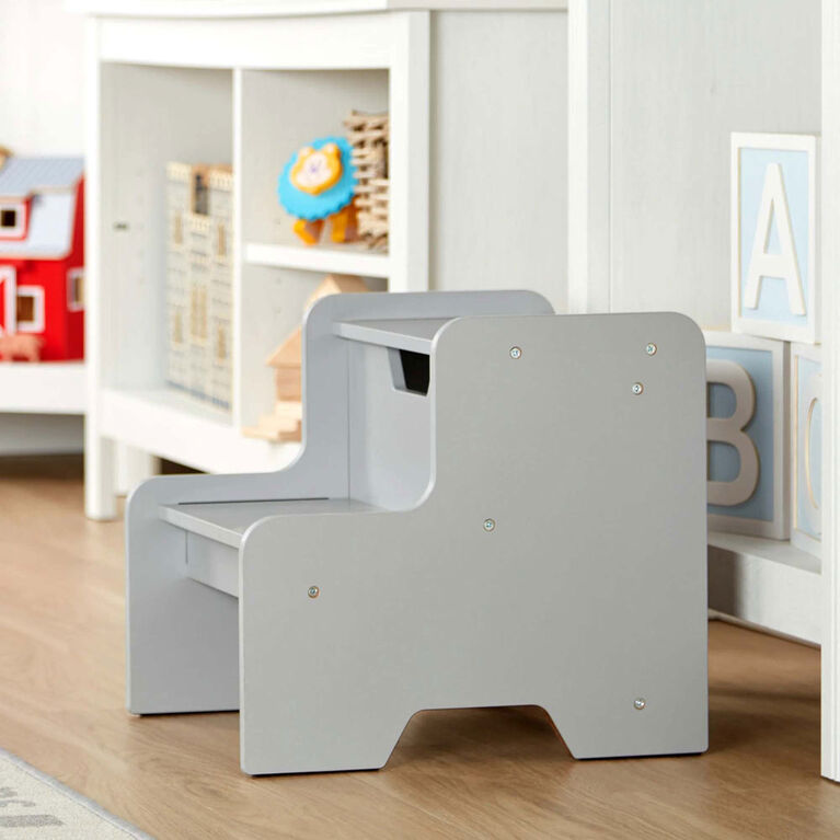 Wooden Step Stool- Grey