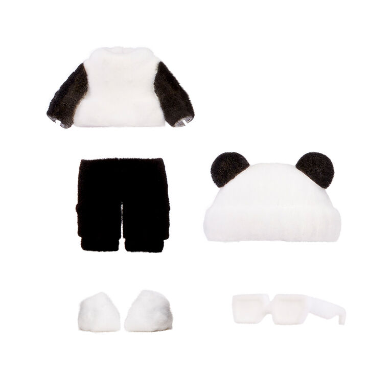 Na Na Na Fuzzy Surprise série 1 Peter Panda - Poupée-mannequin articulée de 7 po (18 cm)