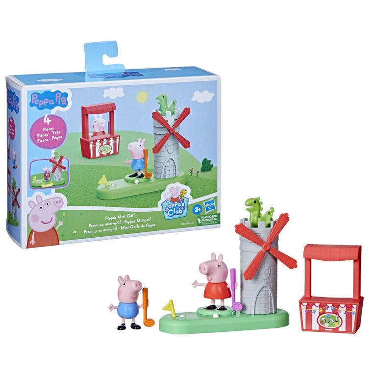 Peppa Pig Peppa's Club Peppa's Mini Golf Preschool Playset Toy, Features 2 Figures and Spinning Windmill