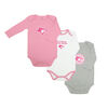 Snugabye Blue Jays 3 Pack Long Sleeve Bodysuits  - Pink, 9-12 Months