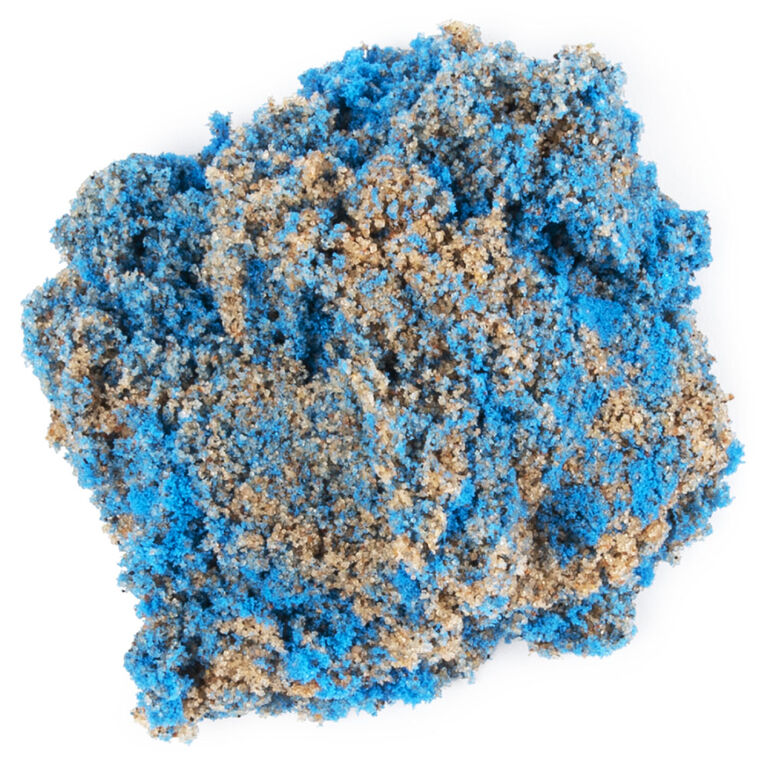 Kinetic Sand, Moule Coquillage contenant 127 g de sable bleu fluo et de sable de plage Kinetic Sand