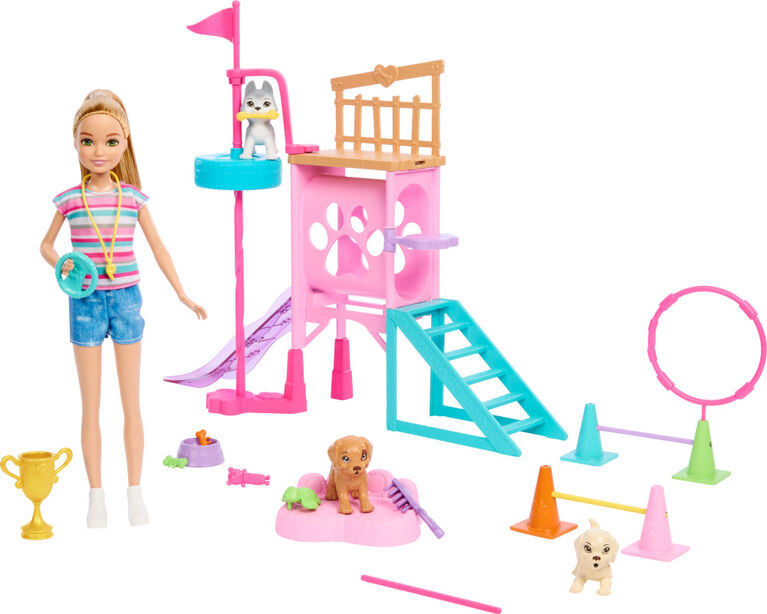 Barbie and Stacie to the Rescue Puppy Playground Playset with Doll, 3 Pet Dog Figures & Accessories