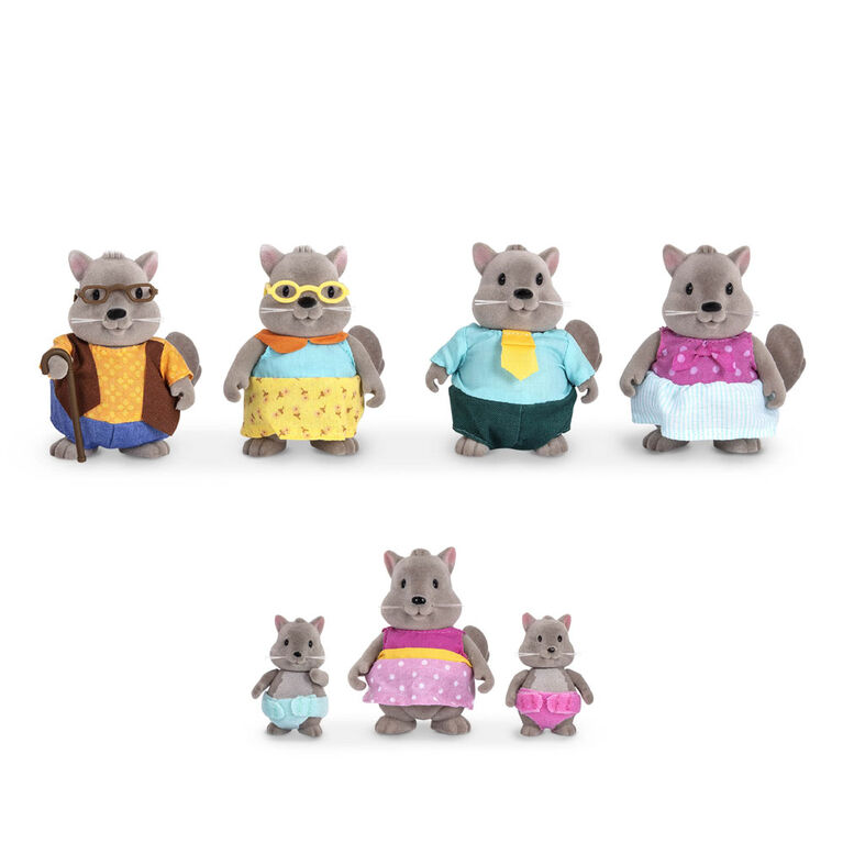 Bustleberry Écureuils, Li'l Woodzeez, Ensemble de petites figurines d'écureuils