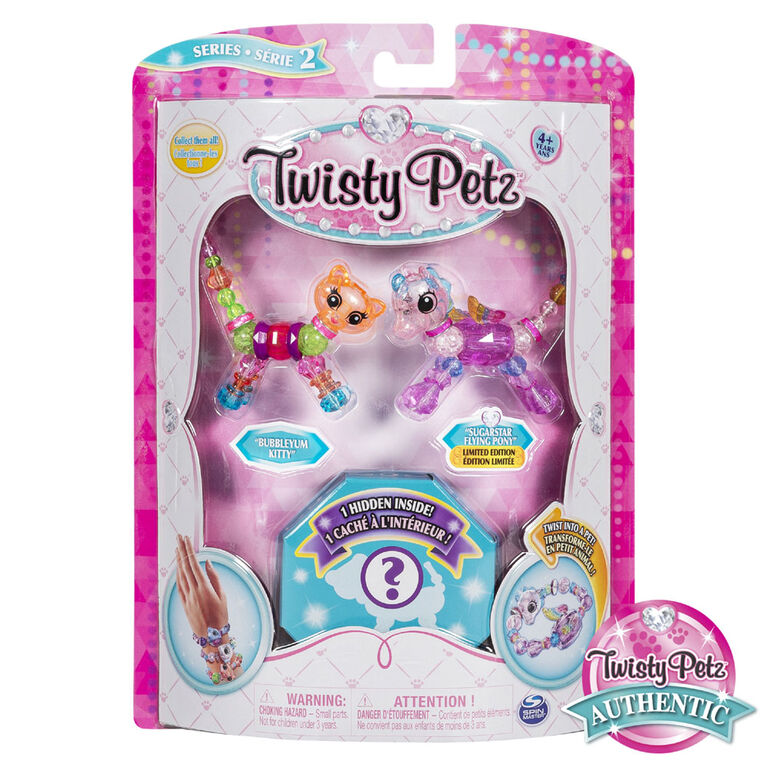 Twisty Petz, Series 2, Pack de 3 - Bijoux à collectionner Bubblegum Kitty, Sugarstar Flying Pony et animal surprise.