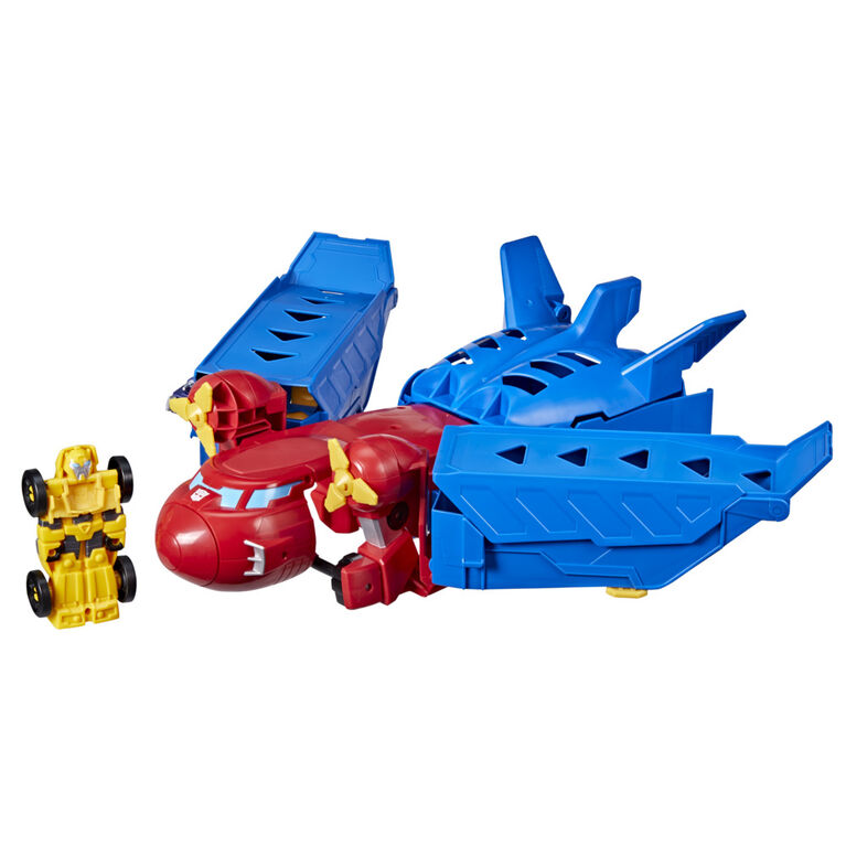 Transformers Optimus Prime Jumbo Jet Wing Racer Playset with 4.5-inch Bumblebee Racecar Action Figure