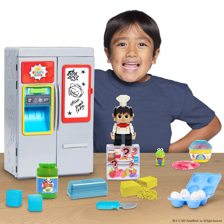 Ryan's World Chef Ryan's Fridge Surprise, Lights and Sounds, Dry Erase Board and Play Food Inspired Blind Containers of Figures, Ooze, and More!