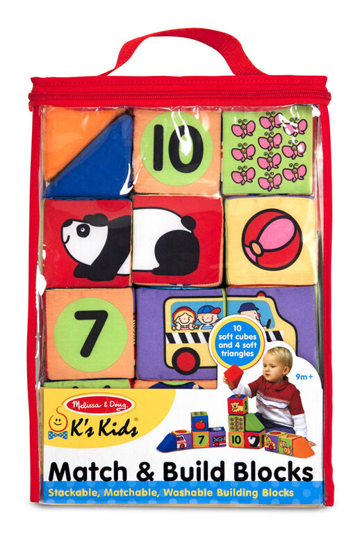 Melissa & Doug - Ensemble de blocs mous pour enfants Match and Build - les motifs peuvent varier