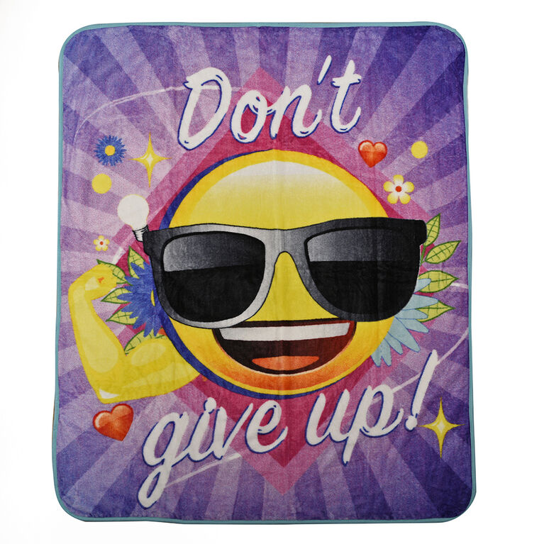 Emoji Plush Throw 50" x 60" Don't Give Up