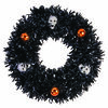 Tinsel Wreath With Skulls & Balls - Black