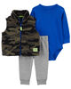 Carter's Three Piece Camo Little Vest Set Green  3M