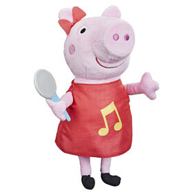 Peppa Pig Peppa chante, peluche chantante avec robe rouge pailletée et boucle, chante 3 chansons - Édition française