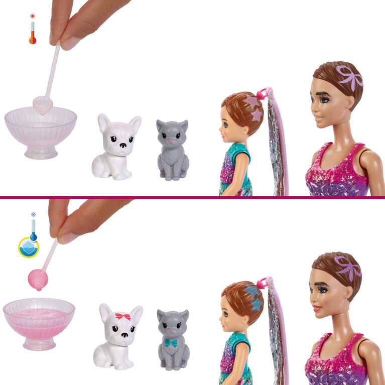 Barbie Color Reveal Surprise Party! Set with 50+ Surprises, 2 Dolls and 2 Pets - Styles May Vary