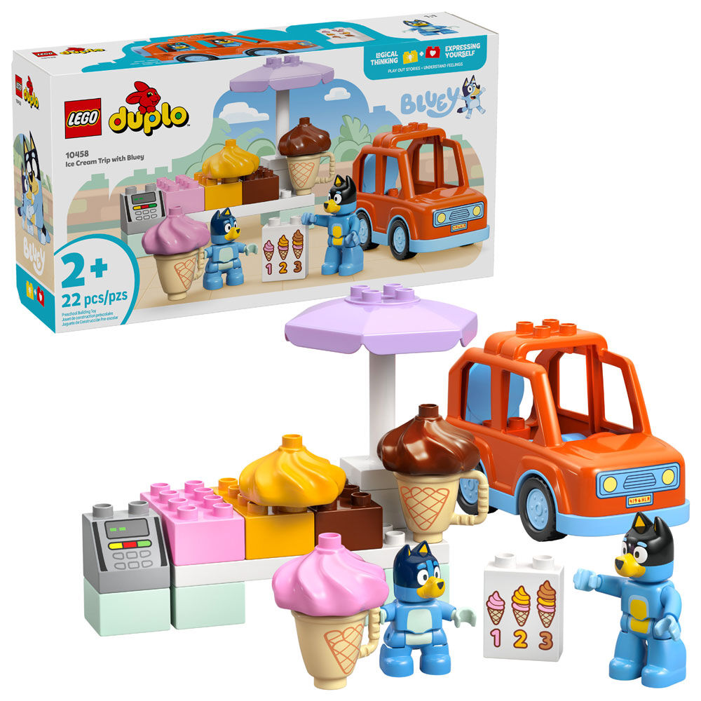 LEGO DUPLO Bluey Ice Cream Trip with Bluey Toddler Toy - Sensory Toy For Kids Ages 2+ - 10458