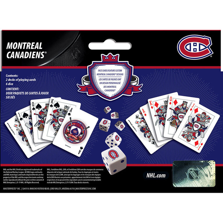 Masterpieces Puzzle Company Montreal Canadiens Two Decks Of Playing Cards & Dice Set Card Game