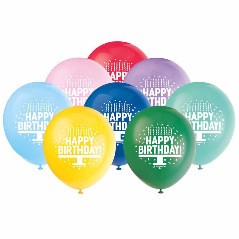 8 Balloons 12 Po - Modèle de gâteau d'anniversaire - Édition anglaise