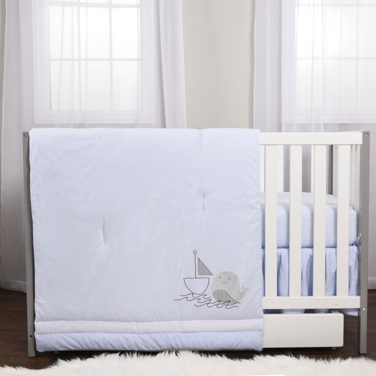 Markethouse Baby 3 Piece Crib Bedding Set- Blue