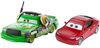 Disney/Pixar Les Bagnoles 3 - Véhicule en métal moulé sous pression - Coffret de 2 - Chick Hicks avec casque et Natalie Certain.