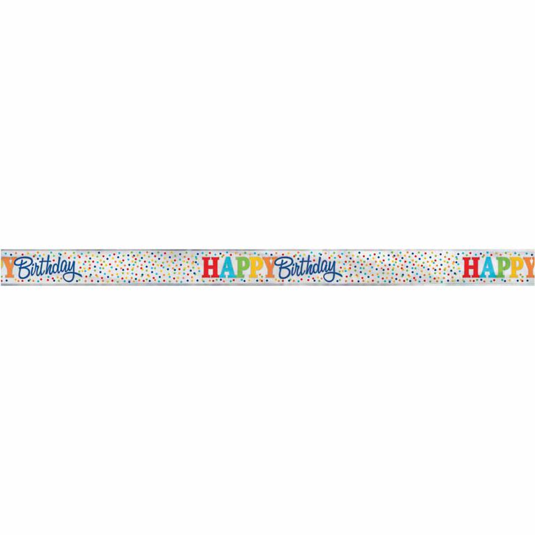 Foil Rainbow Polka Dots Banner, 12 ft - English Edition