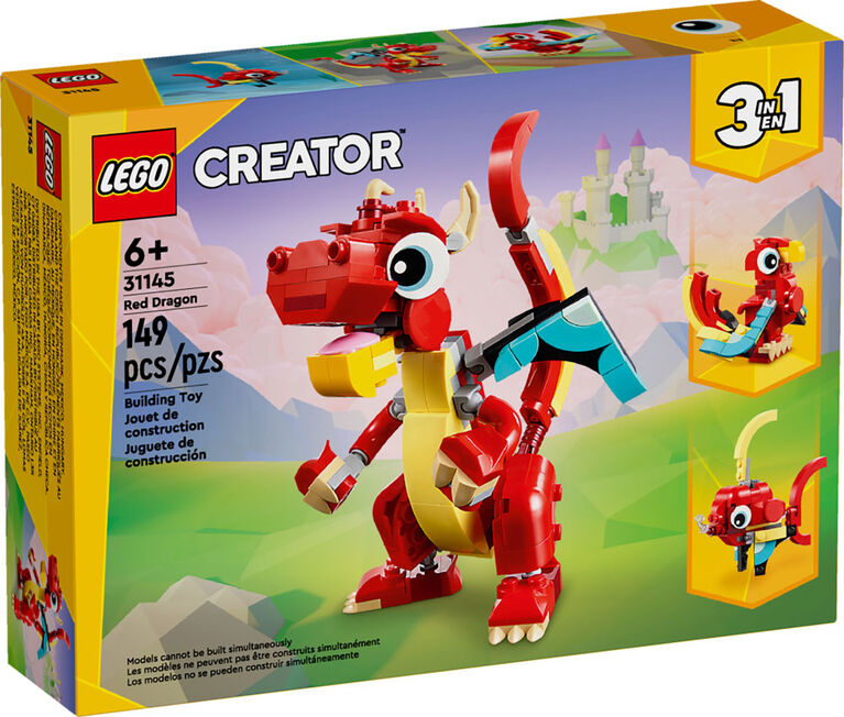 Ensemble de jouet d'animal LEGO Creator Le dragon rouge 3en1 31145
