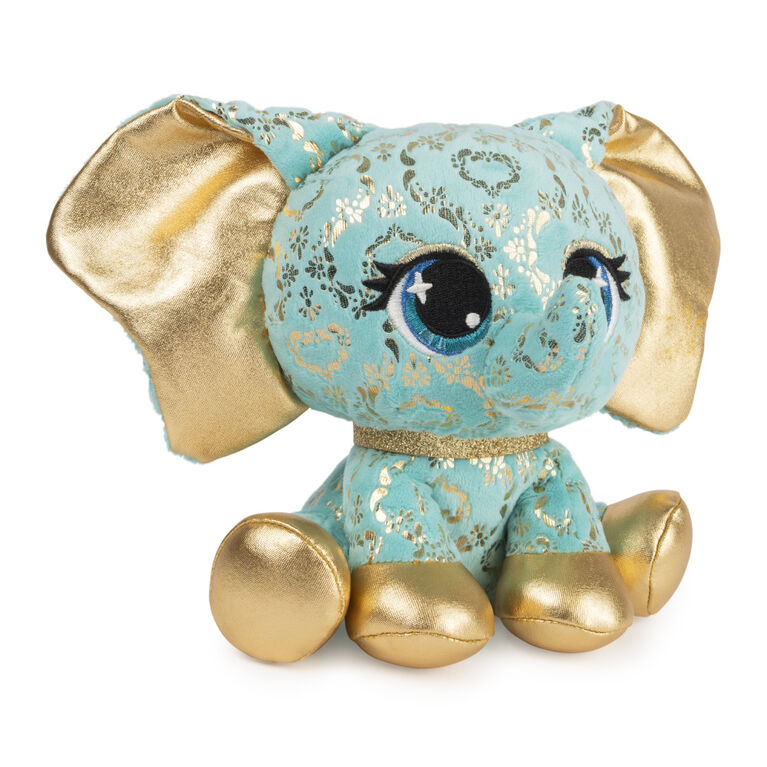 P.Lushes Designer Fashion Pets Bella L'Phante Limited Edition Elephant Stuffed Animal, Turquoise/Gold, 6"