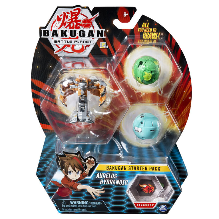 Bakugan Starter Pack 3-Pack, Aurelus Hydranoid, Collectible Action Figures
