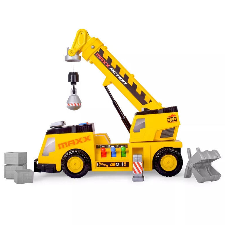 Maxx Action Camion Grue Méga Motorisé 'Lumières & Sons' - Édition anglaise