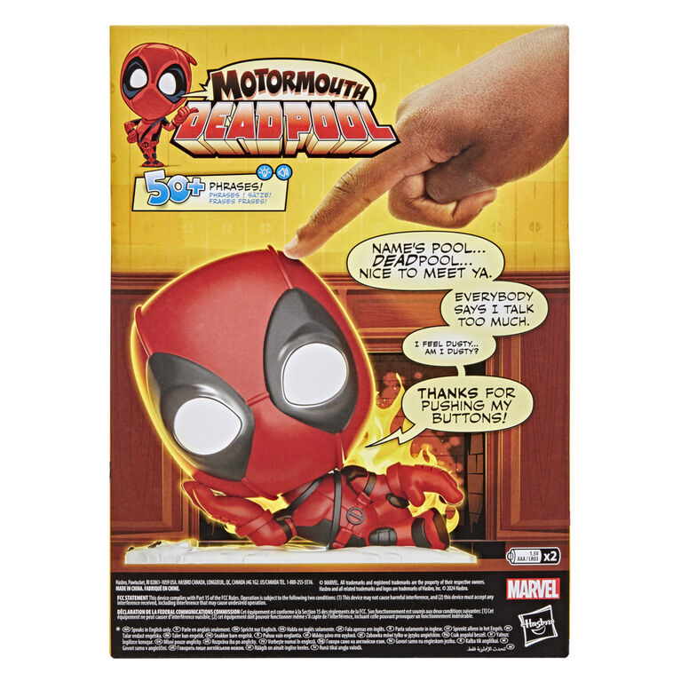 Marvel Motormouth Deadpool, jouet parlant électronique de 12,5 cm, sons, lumières et plus de 50 phrases, jouet de super-héros - Édition anglaise