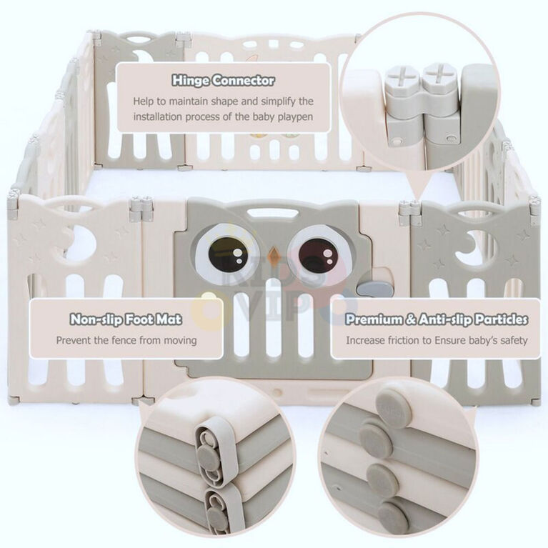 Kidsvip 16 Panels Foldable Playpen - English Edition
