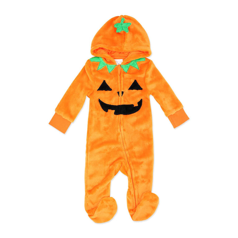 Baby Mode Hooded Flannel Fleece Pram: Orange Pumpkin 3M