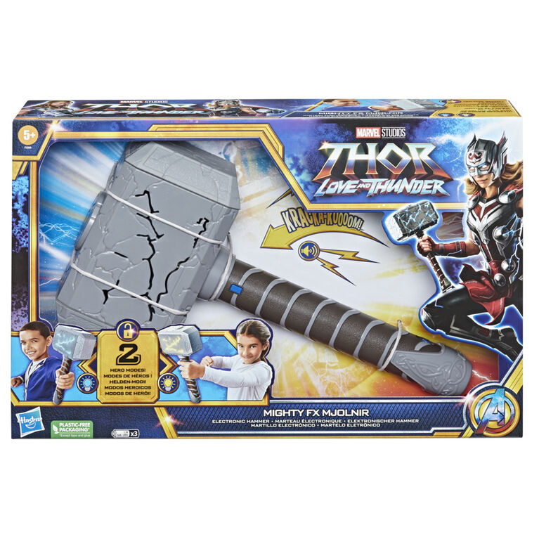 Marvel Studios' Thor: Love and Thunder Mighty FX Mjolnir Electronic Hammer Roleplay Toy for Kids