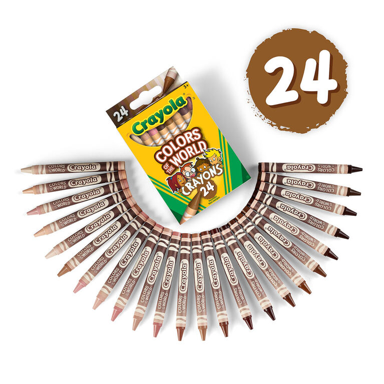 Crayons de cire aux couleurs de la peau Colors of the World Crayola, boîte de 24