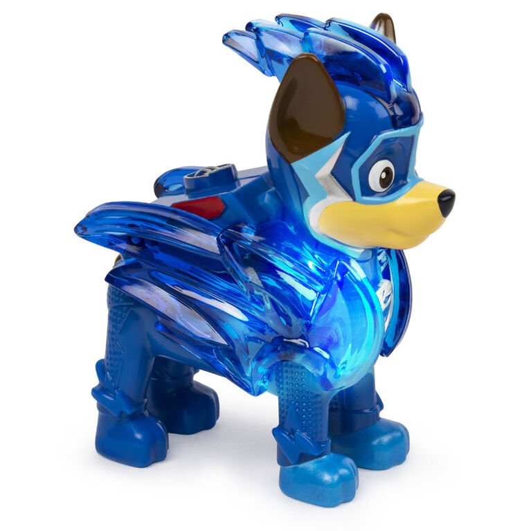 PAW Patrol, Mighty Pups Prêt à foncer, Figurine Chase à collectionner avec uniforme lumineux