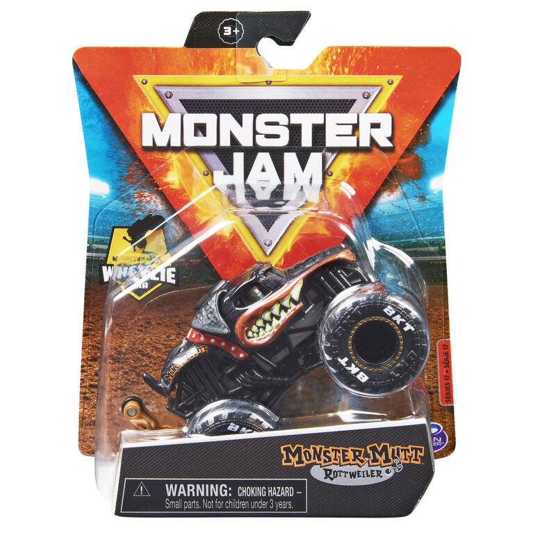 Monster Jam, Official Monster Mutt Rottweiler Monster Truck, Die-Cast Vehicle, Ruff Crowd Series, 1:64 Scale