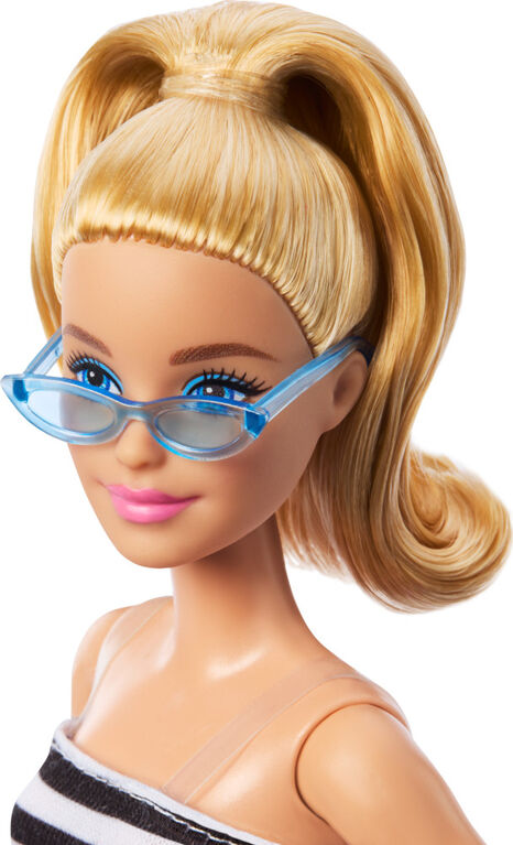 Barbie Fashionistas 65 eanniversaire Poupée 213, blonde, haut rayé