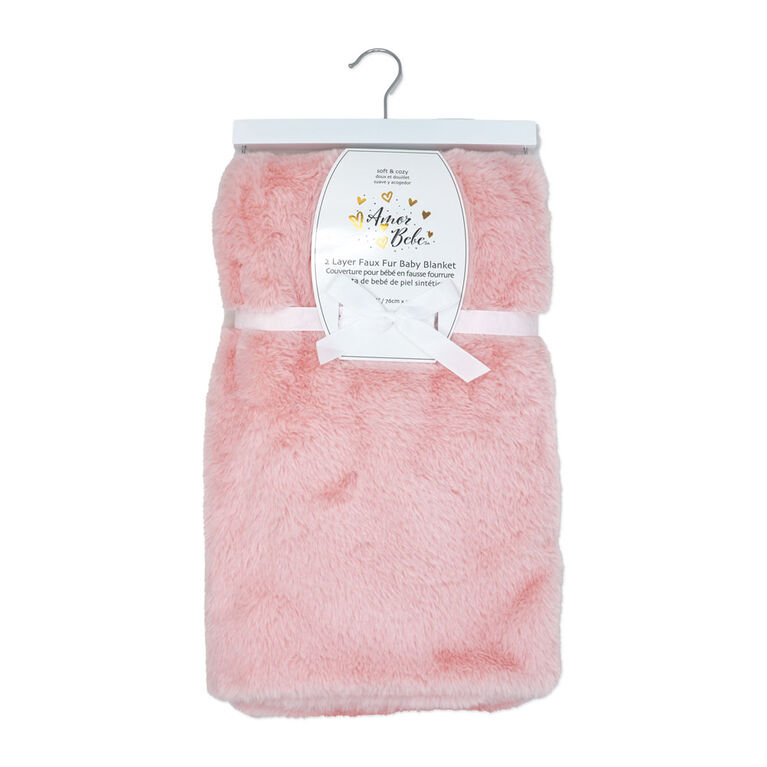 Couverture en peluche en fausse fourrure : Rose