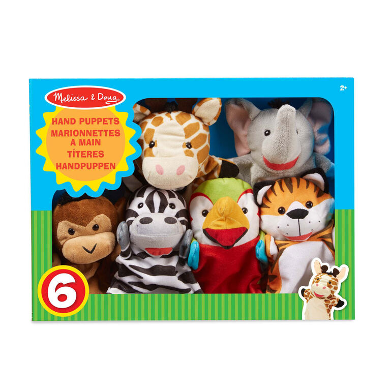 Melissa & Doug Safari Buddies Hand Puppets, Set of 6 - English Edition