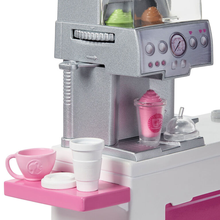 Barbie Coffee Shop with 12-in/30.40-cm Blonde Curvy Doll & 20+ Realistic Play Pieces