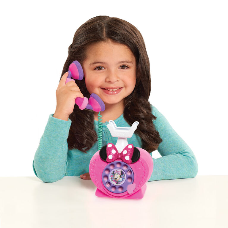 Disney Junior Minnie Mouse Ring Me Rotary Phone with Lights and Sounds, Pretend Play Phone for Kids