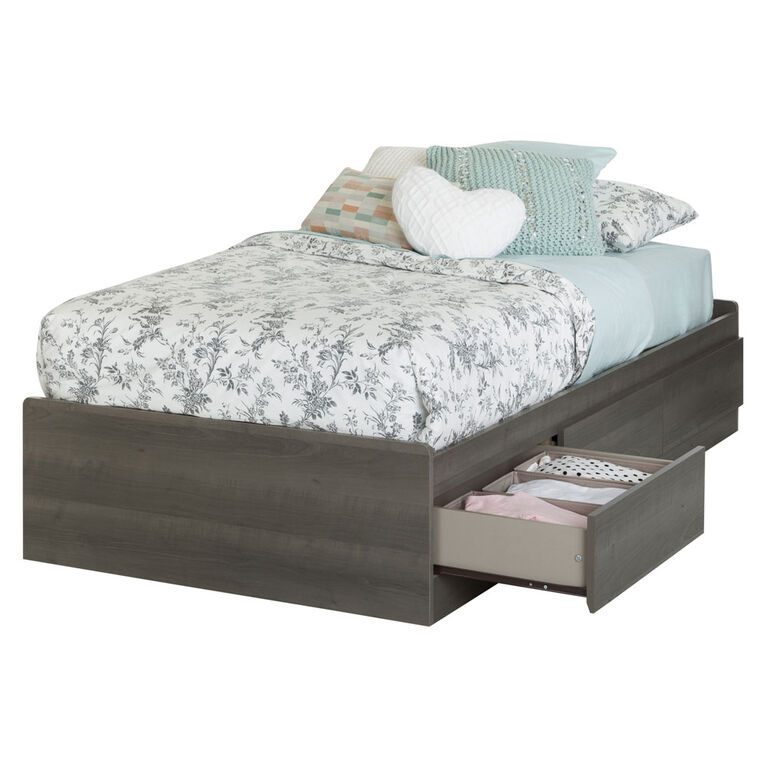 Savannah Mates Bed with 3 Drawers- Gray Maple