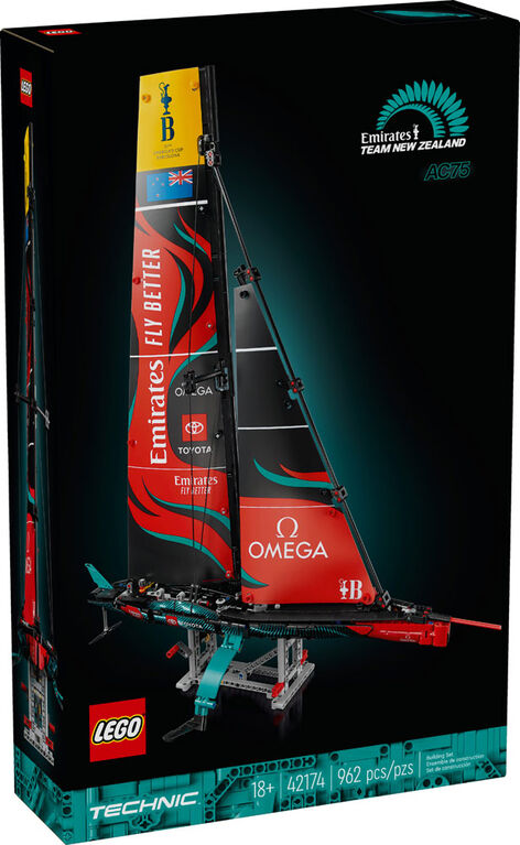 LEGO Technic Emirates Team New Zealand AC75 Yacht, Racing Boat Building Kit, Sailboat Set for Adults, 42174